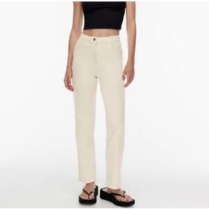 Aritzia Wilfred Free Melina High Rise Straight Leg Pants Cream Size 2